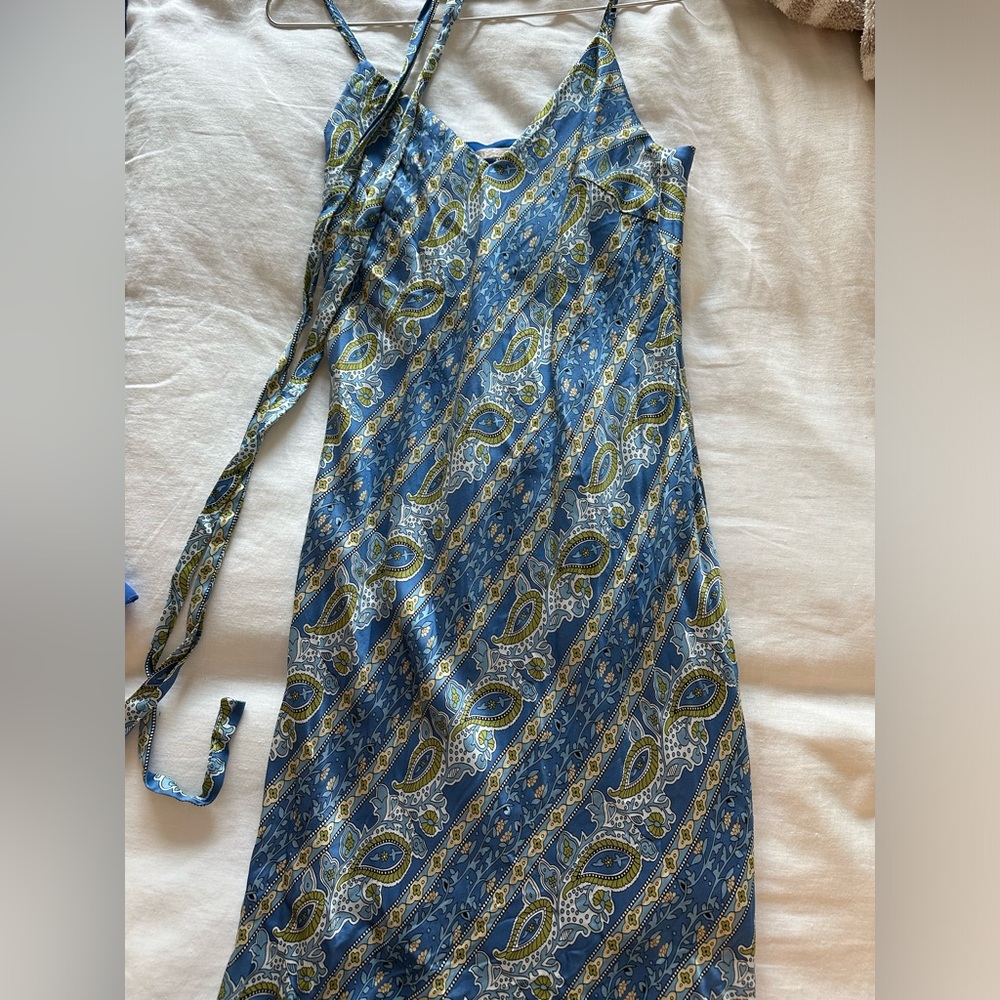 Gold Hwak midi silk slip dress